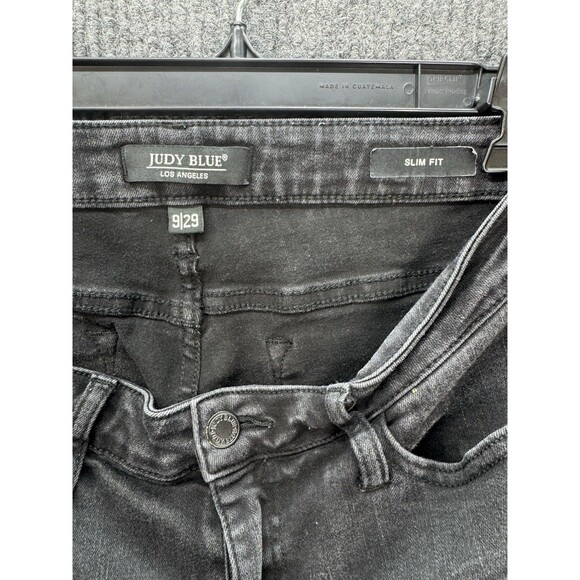 Judy Blue Slim Fit Jeans Womens 9/29 Black Distressed Raw Hem Stretch JB88137 - Picture 4 of 10